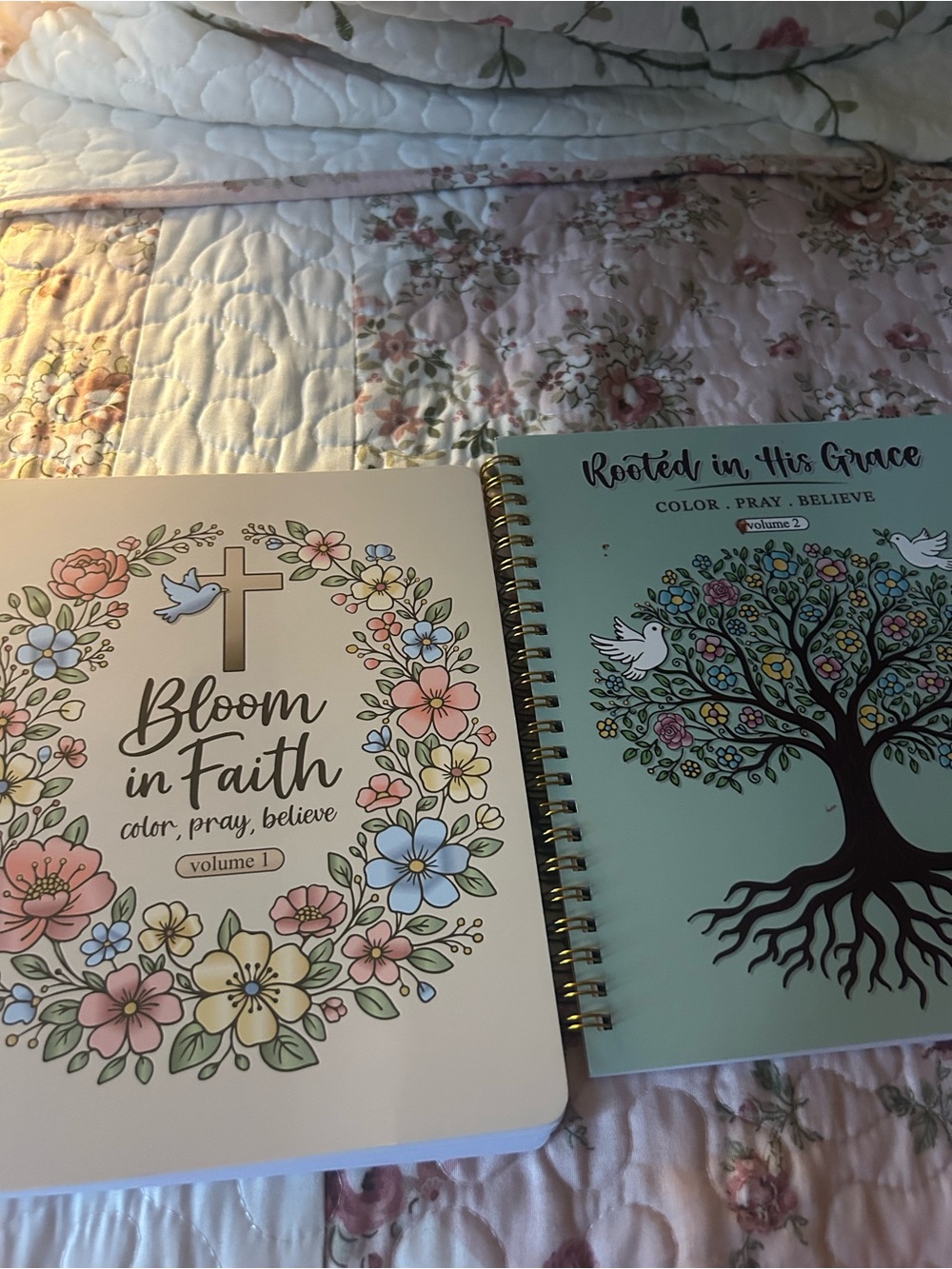 Bloom in Faith & Rooted in His Grace Coloring Journals - Pastel Floral Covers